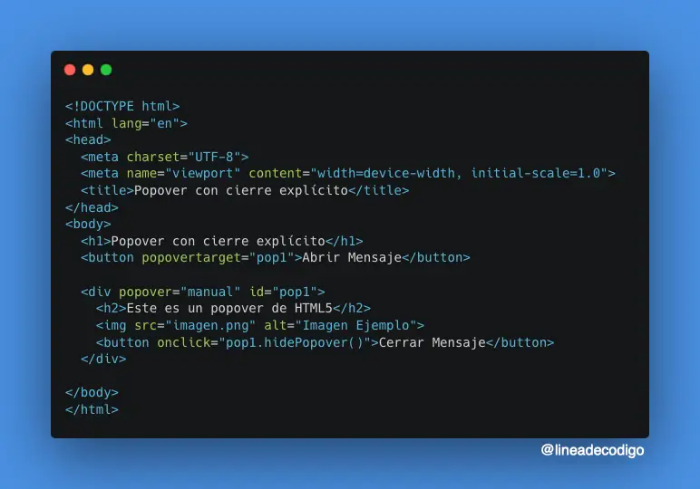 Popover con cierre explícito en HTML5