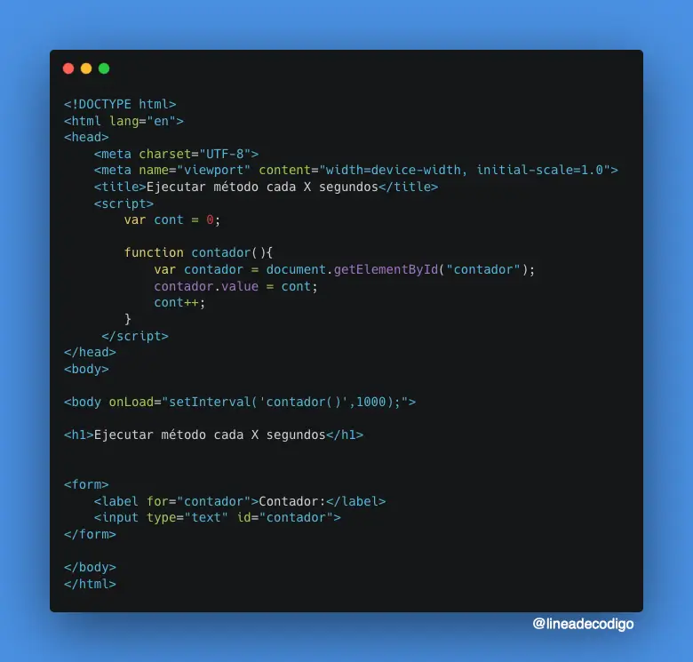 Ejecutar cada X segundos en JavaScript